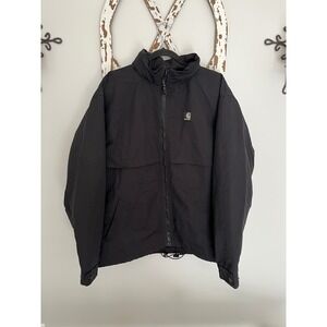 Carhartt‎ Men Nylon Work Jacket Size Large Winddefender Hidden Hood Black IRR